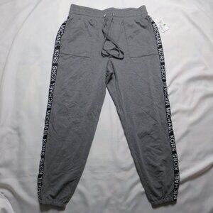 NWT MICHAEL KORS pants DRAWSTRING black GRAY athletic SOFT jogger SIZE L